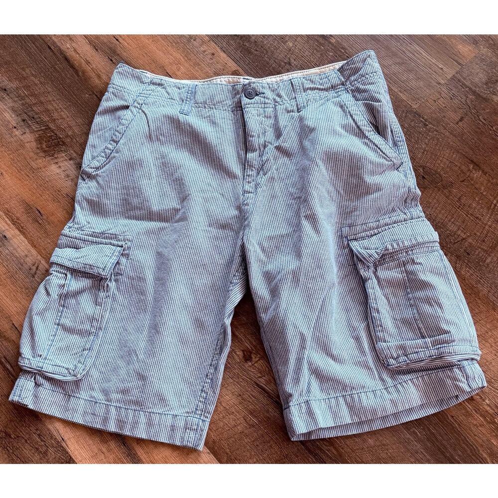 Old Navy blue and white Mini  Stripe 100% Cotton Cargo shorts 34